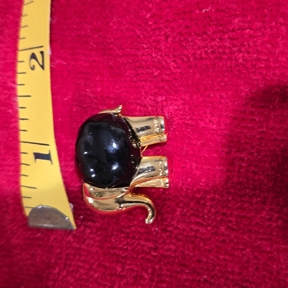 Gold Elephant Brooch with Black Stone by KJL - Picture 3 of 3